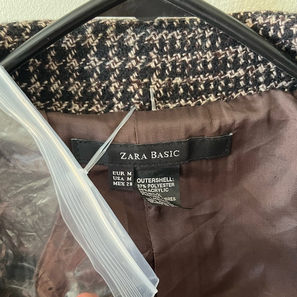 Nwt Zara Basic Gray Houndstooth Coat Jacket Size … - image 4